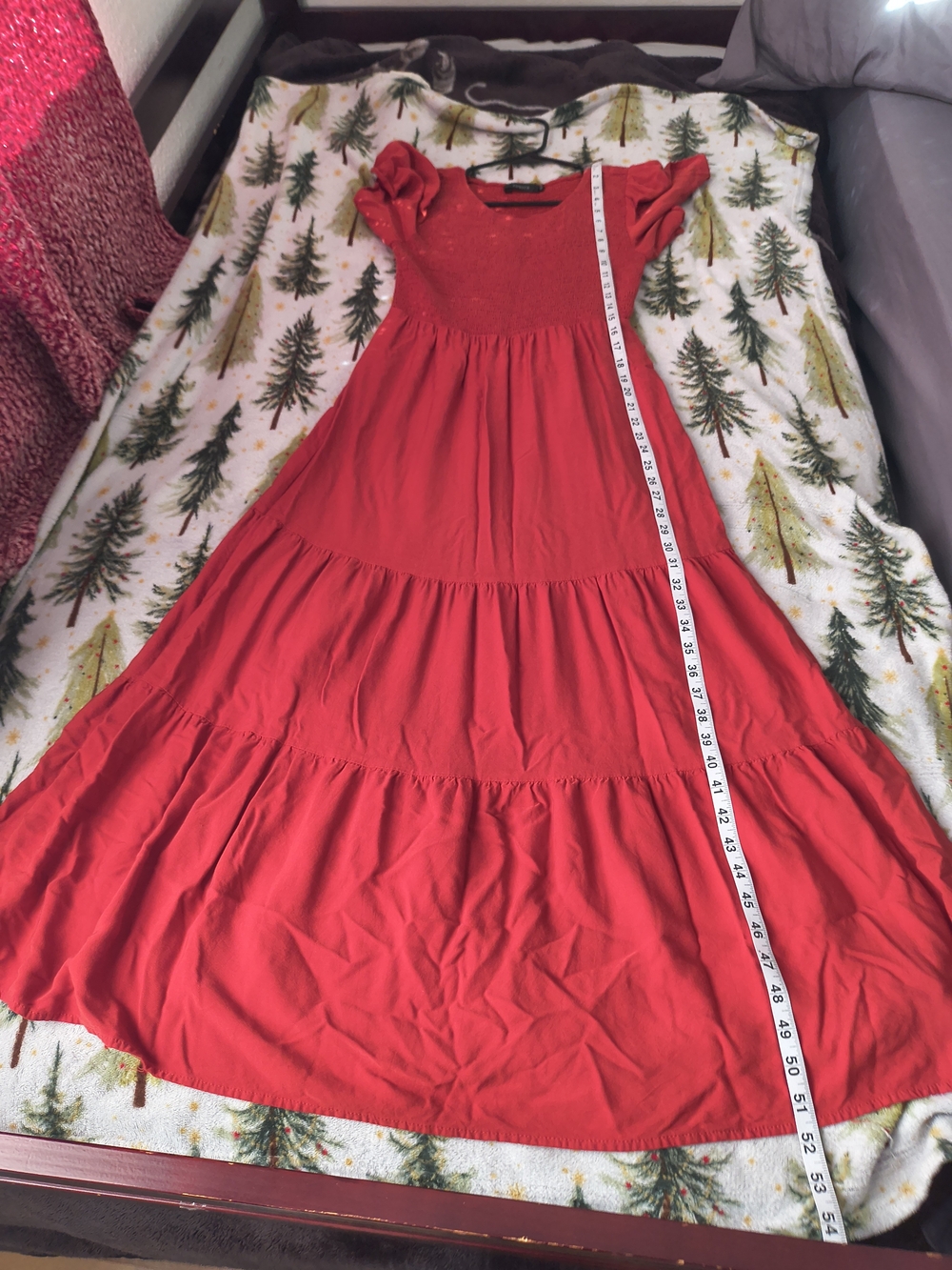 Zesica Zise M Smocked Bodice Tiered Maxi Dress in Rust. - Picture 4 of 9